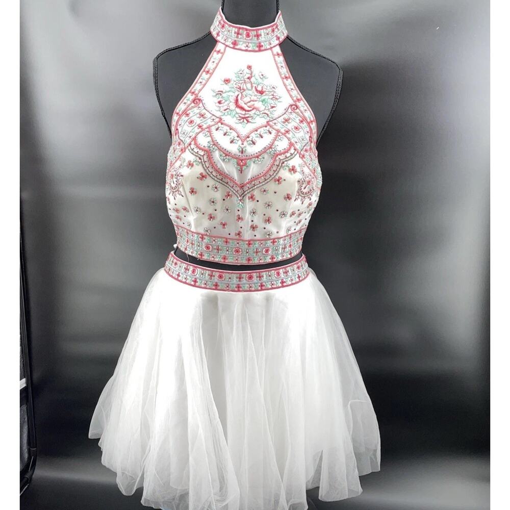 HEBOES Prom Dress Gown Size 12 Formal Tulle Embroidered Fairy Wedding 90s VNTG